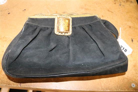 Persian painted and velvet evening bag